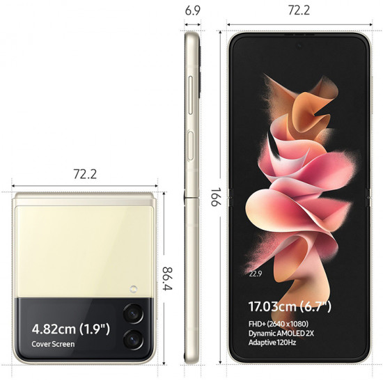 Samsung Galaxy Z Flip3 5G, Cream, 8GB RAM, 128GB ROM