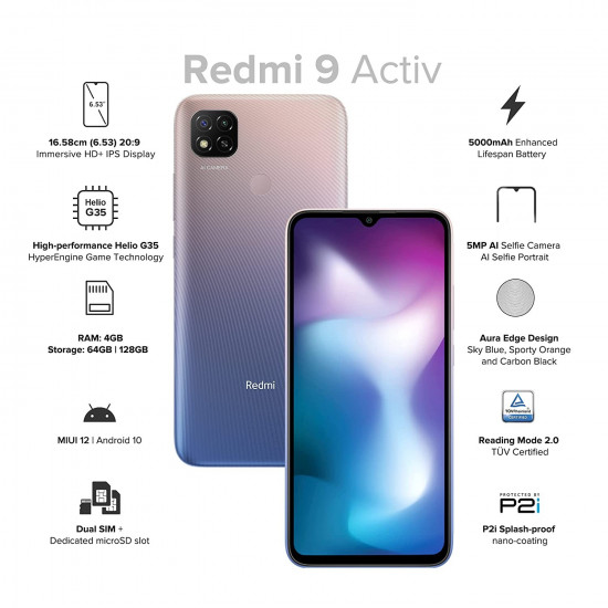 Redmi 9 Activ, Metallic Purple, 4GB RAM, 64GB ROM